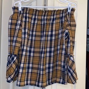 plaid off the shoulder top